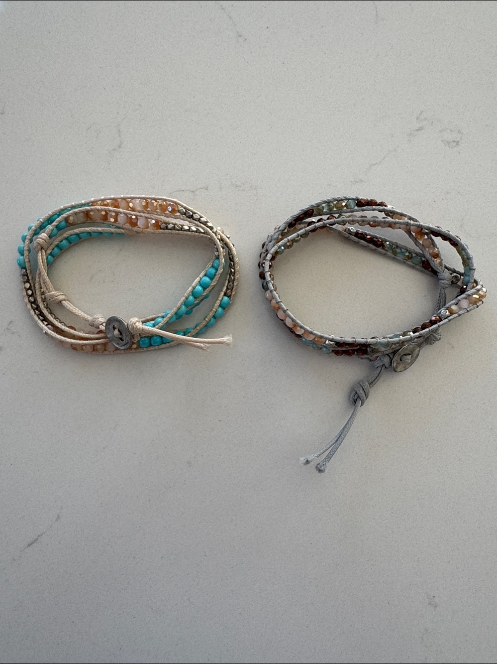 Handcrafted Beaded Wrap Bracelets - Pink and Multi 25" NEW